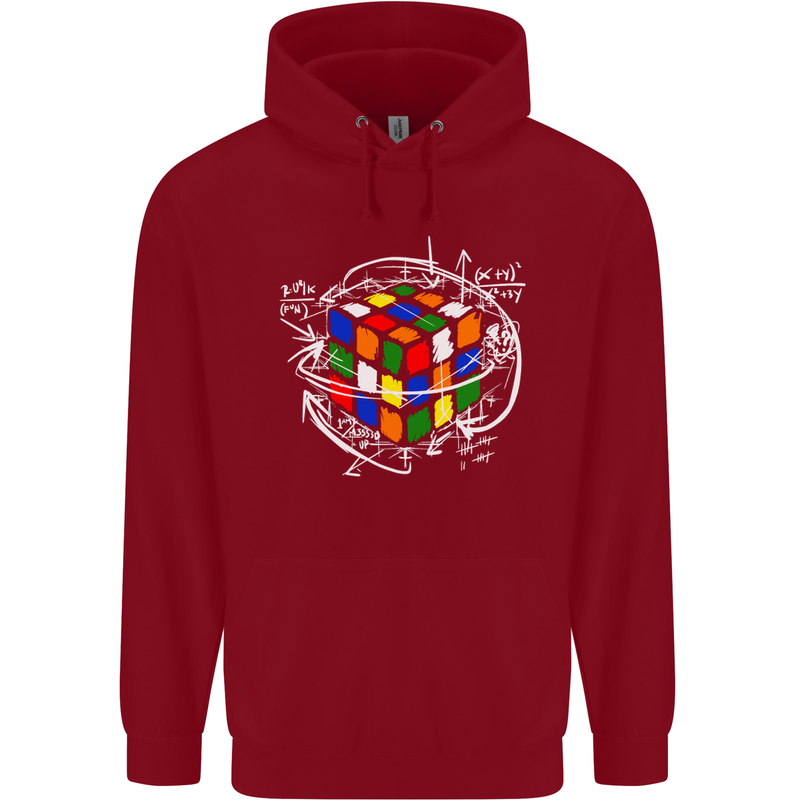 Rubix Cube Equation Funny Puzzle Enigma Childrens Kids Hoodie Red