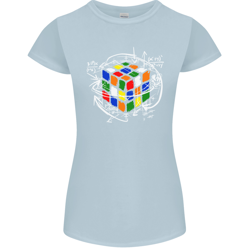 Rubix Cube Equation Funny Puzzle Enigma Womens Petite Cut T-Shirt Light Blue