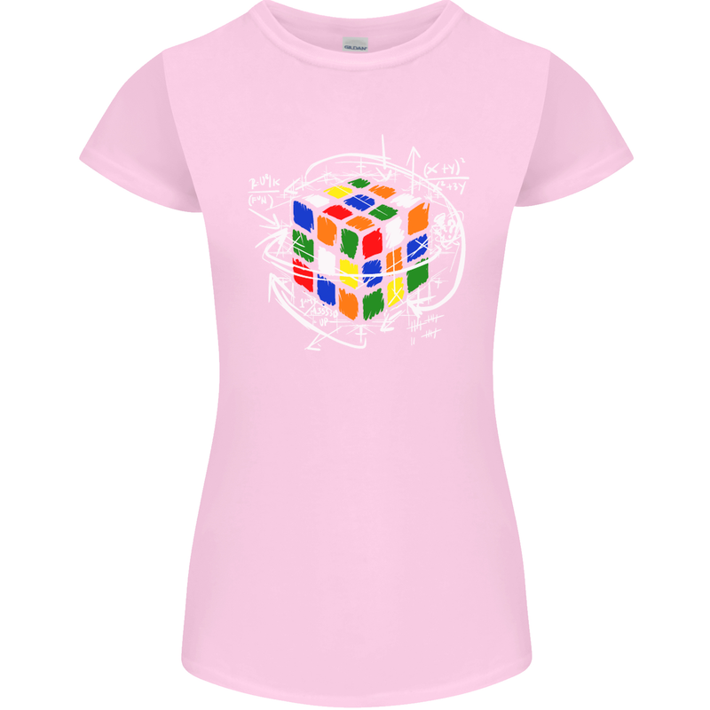 Rubix Cube Equation Funny Puzzle Enigma Womens Petite Cut T-Shirt Light Pink