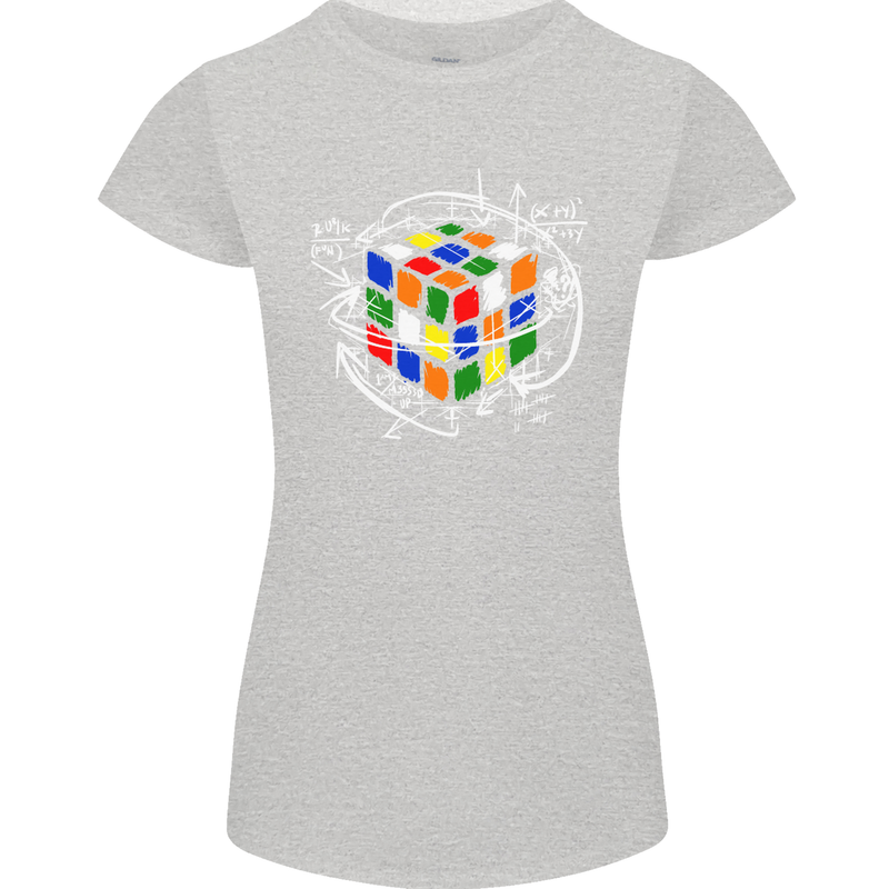 Rubix Cube Equation Funny Puzzle Enigma Womens Petite Cut T-Shirt Sports Grey