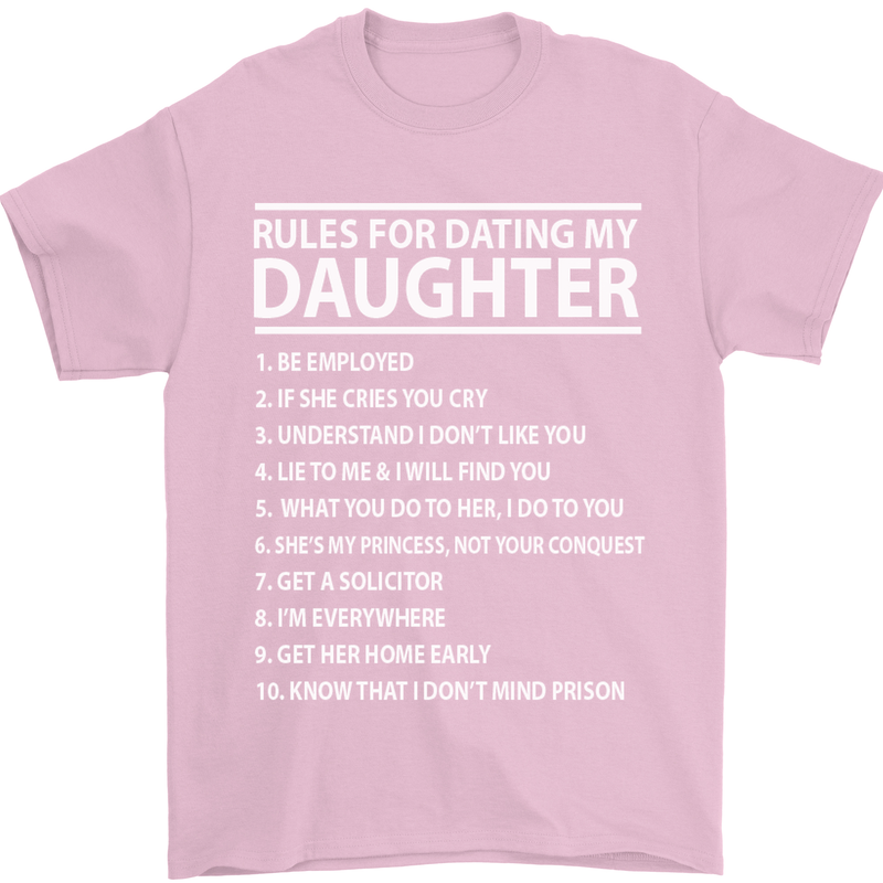 Rules for Dating My Daughter Father's Day Mens T-Shirt Cotton Gildan Light Pink