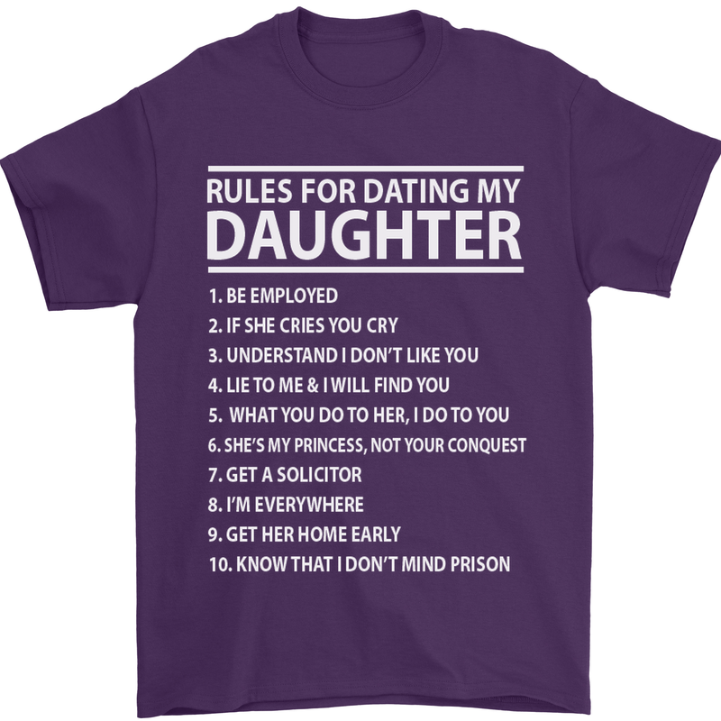 Rules for Dating My Daughter Father's Day Mens T-Shirt Cotton Gildan Purple