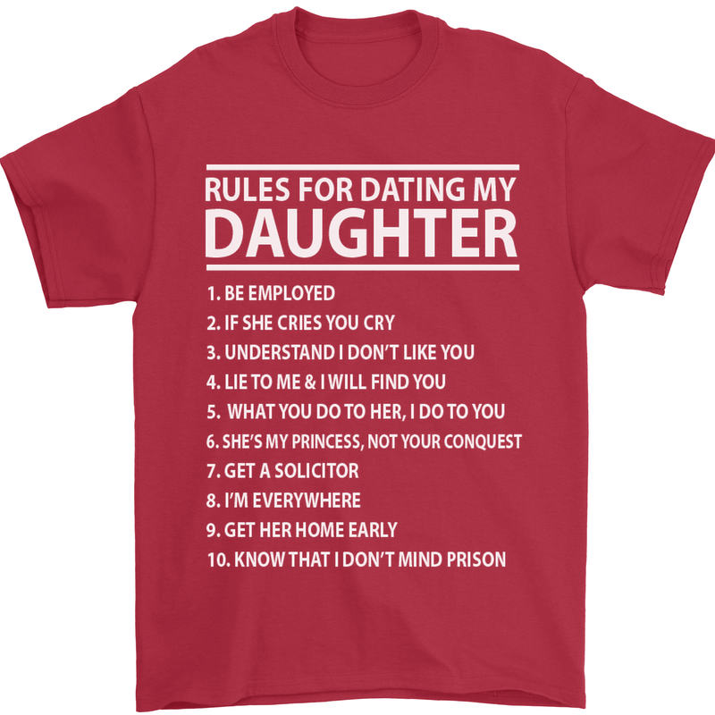 Rules for Dating My Daughter Father's Day Mens T-Shirt Cotton Gildan Red