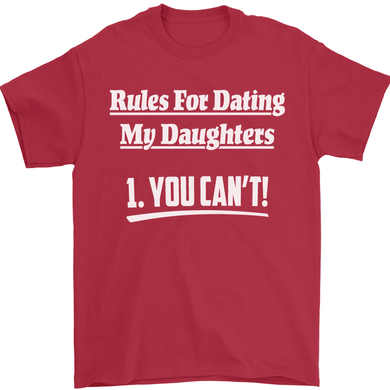 Rules for Dating My Daughters Father's Day Mens T-Shirt Cotton Gildan Red