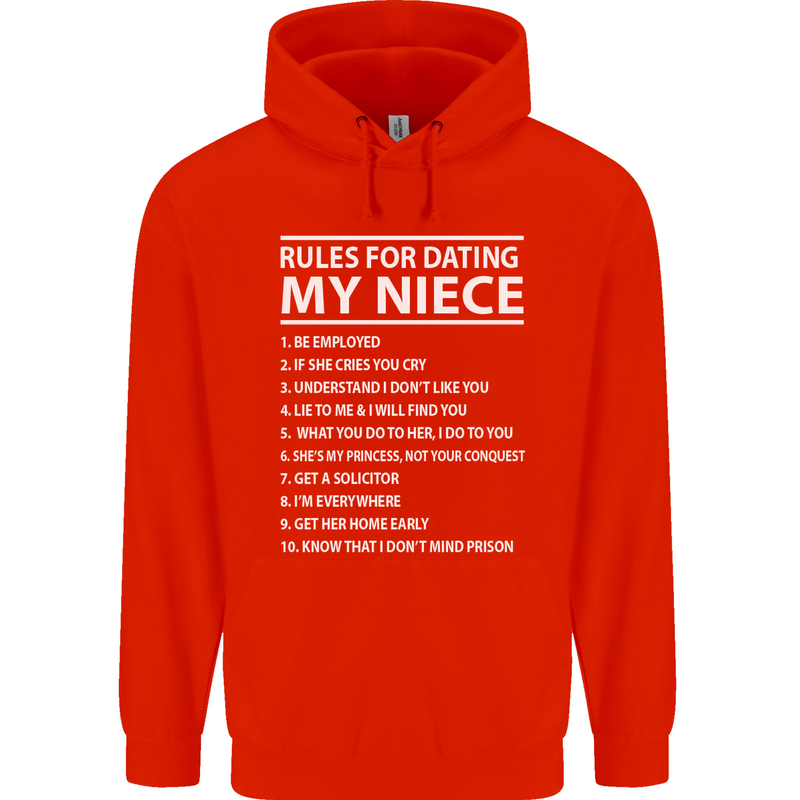 Rules for Dating My Niece Uncle's Day Funny Mens 80% Cotton Hoodie Bright Red