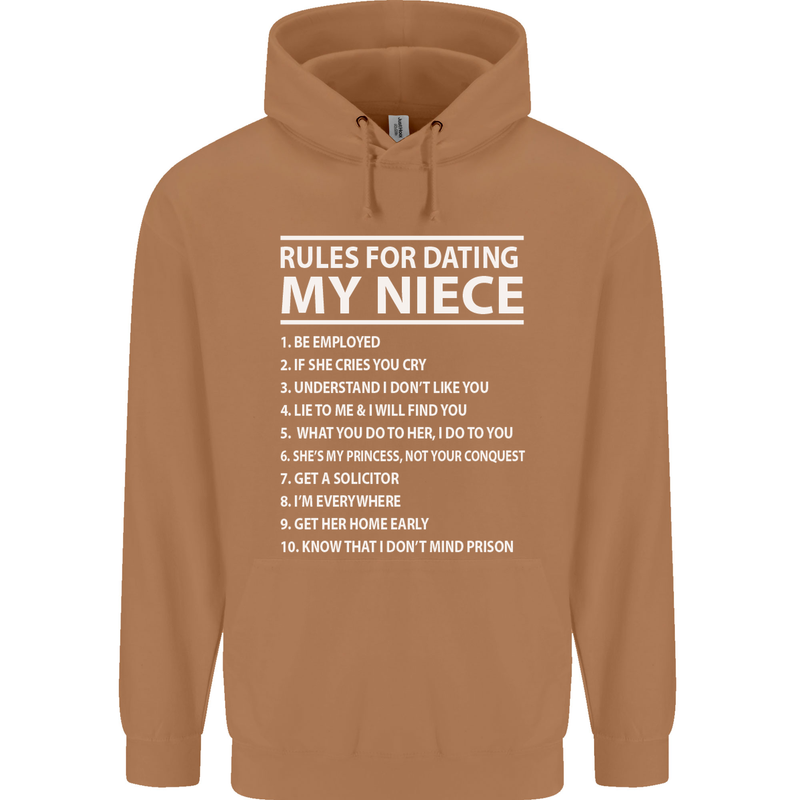 Rules for Dating My Niece Uncle's Day Funny Mens 80% Cotton Hoodie Caramel Latte