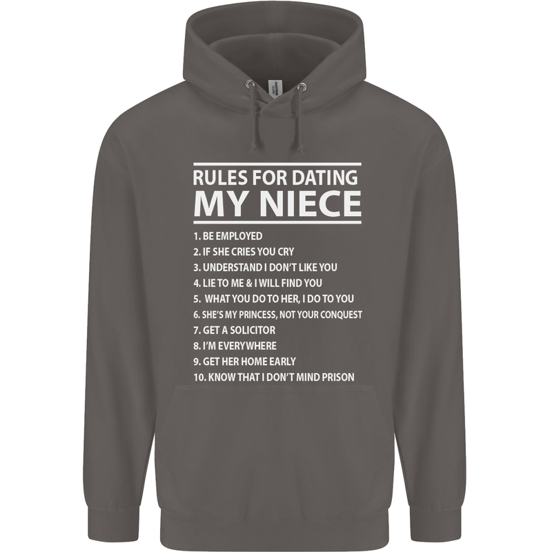 Rules for Dating My Niece Uncle's Day Funny Mens 80% Cotton Hoodie Charcoal