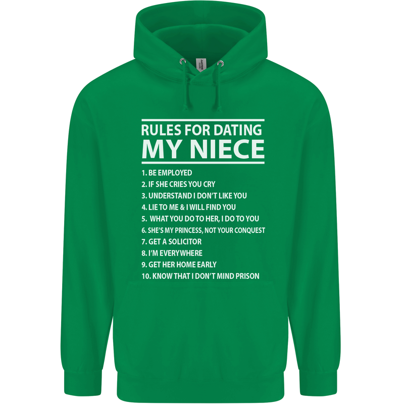 Rules for Dating My Niece Uncle's Day Funny Mens 80% Cotton Hoodie Irish Green