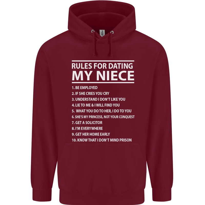 Rules for Dating My Niece Uncle's Day Funny Mens 80% Cotton Hoodie Maroon