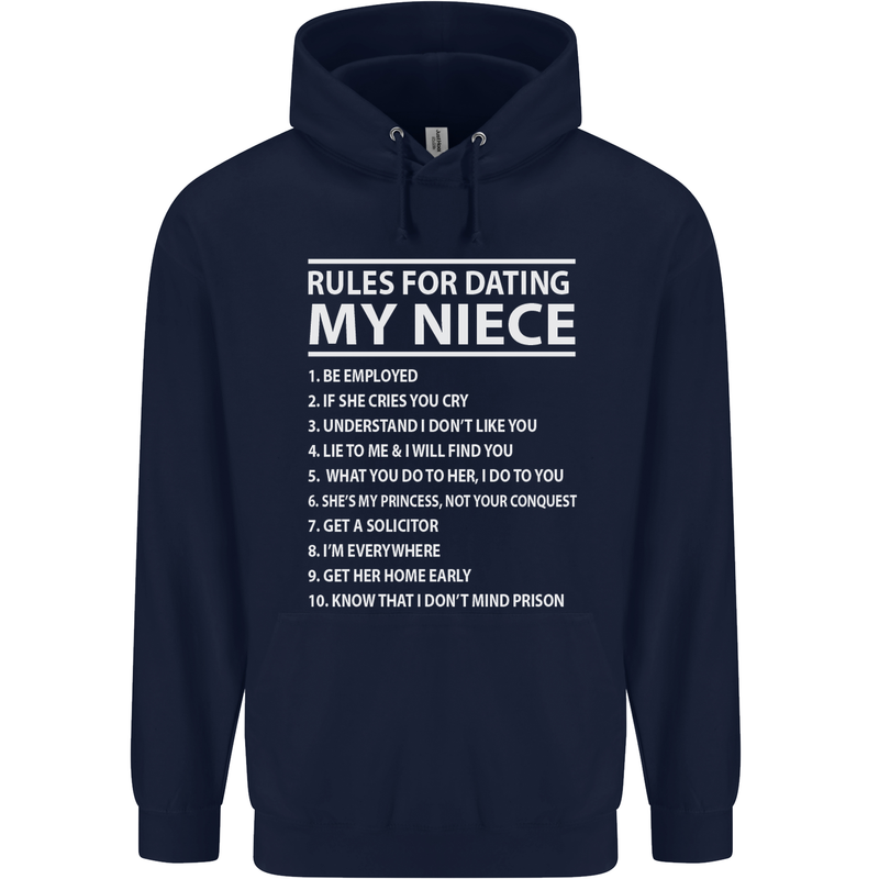 Rules for Dating My Niece Uncle's Day Funny Mens 80% Cotton Hoodie Navy Blue