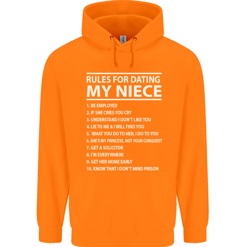 Rules for Dating My Niece Uncle's Day Funny Mens 80% Cotton Hoodie Orange