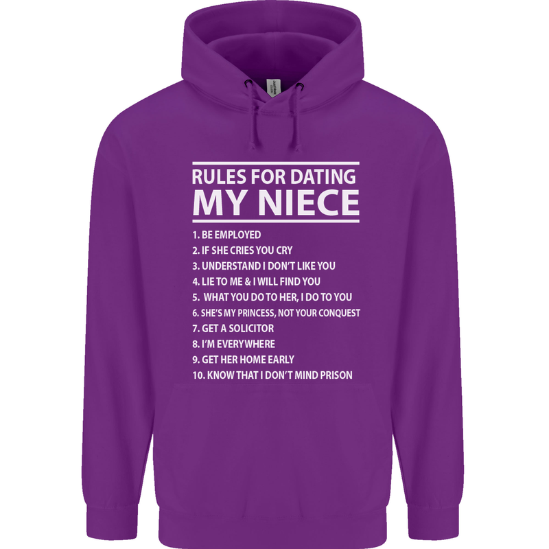 Rules for Dating My Niece Uncle's Day Funny Mens 80% Cotton Hoodie Purple