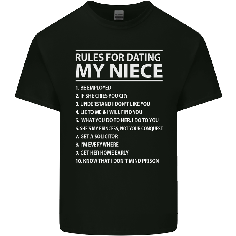 Rules for Dating My Niece Uncle's Day Funny Mens Cotton T-Shirt Tee Top Black