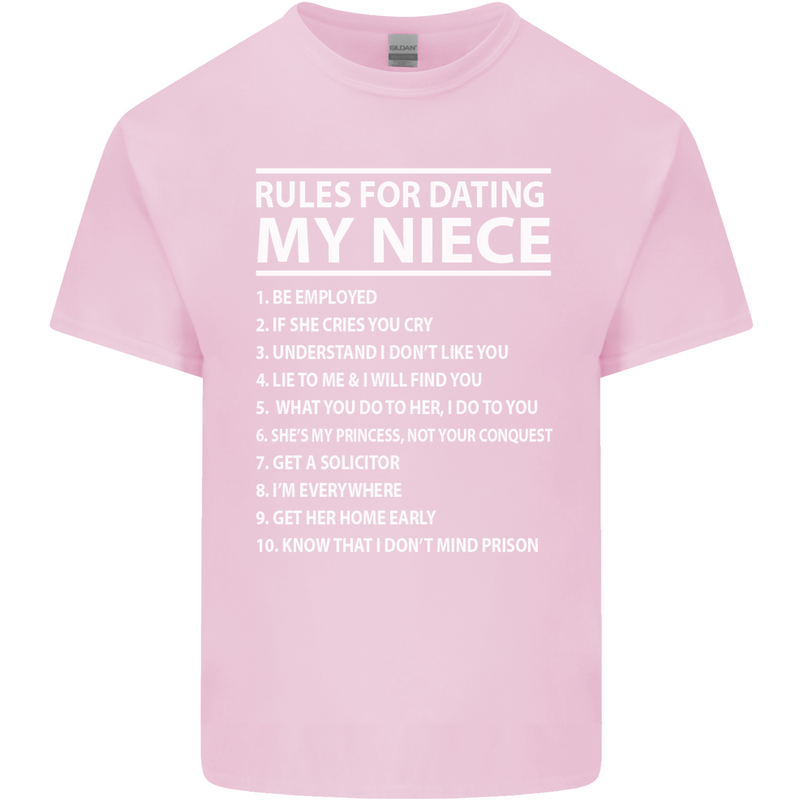 Rules for Dating My Niece Uncle's Day Funny Mens Cotton T-Shirt Tee Top Light Pink