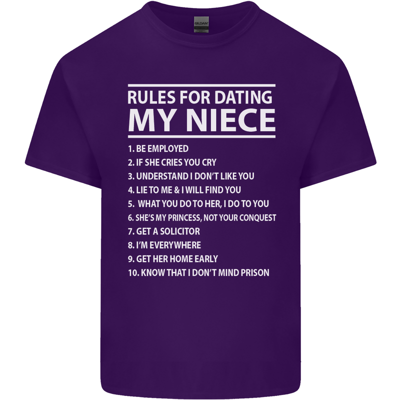 Rules for Dating My Niece Uncle's Day Funny Mens Cotton T-Shirt Tee Top Purple