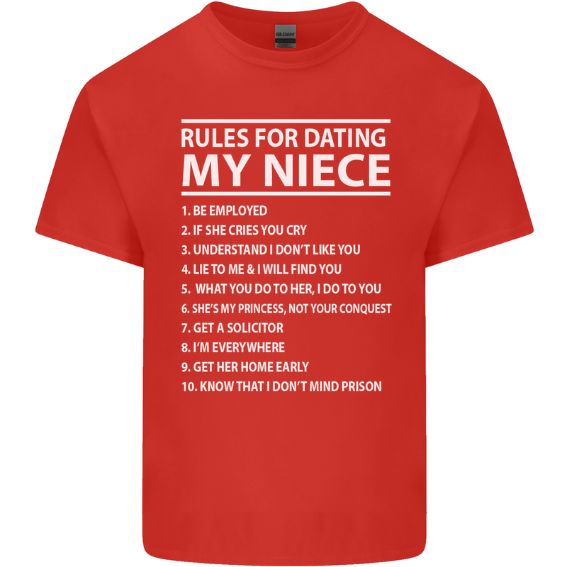 Rules for Dating My Niece Uncle's Day Funny Mens Cotton T-Shirt Tee Top Red