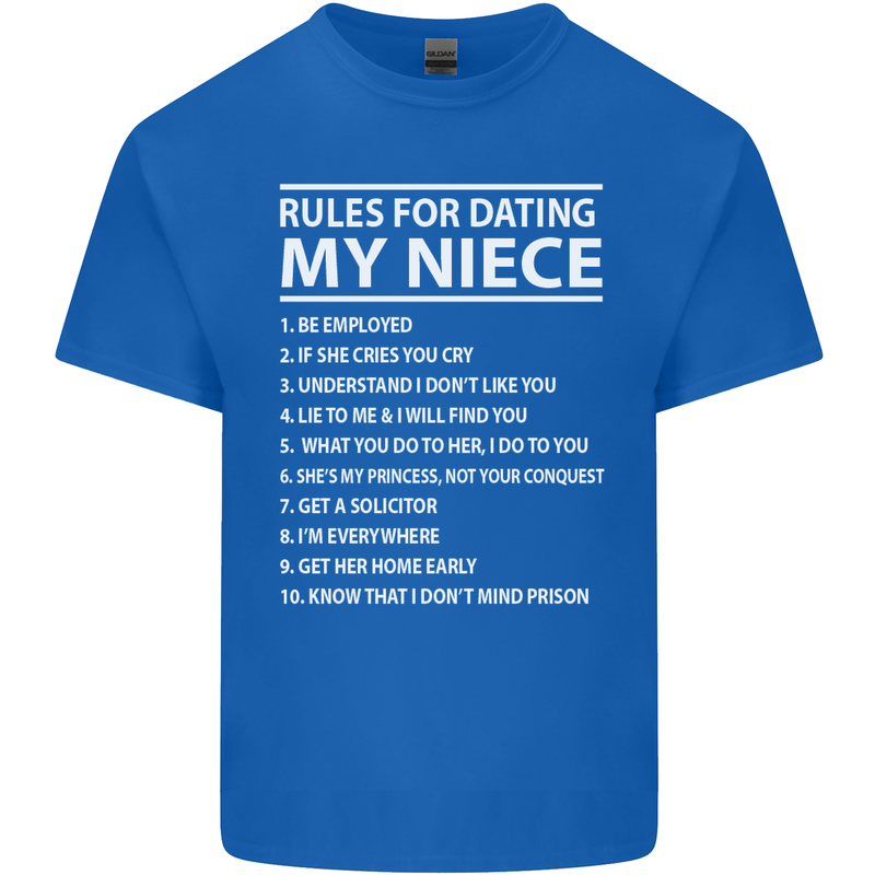 Rules for Dating My Niece Uncle's Day Funny Mens Cotton T-Shirt Tee Top Royal Blue