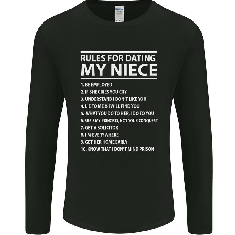 Rules for Dating My Niece Uncle's Day Funny Mens Long Sleeve T-Shirt Black