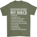 Rules for Dating My Niece Uncle's Day Funny Mens T-Shirt Cotton Gildan Military Green