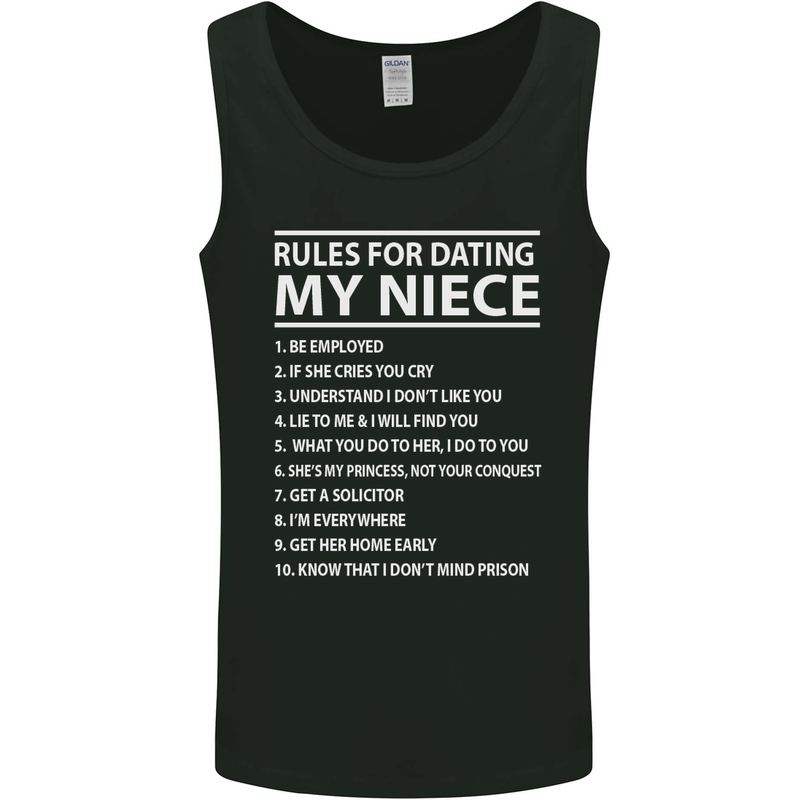 Rules for Dating My Niece Uncle's Day Funny Mens Vest Tank Top Black