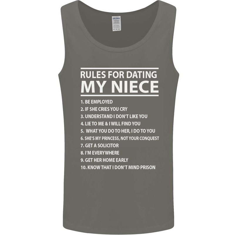 Rules for Dating My Niece Uncle's Day Funny Mens Vest Tank Top Charcoal