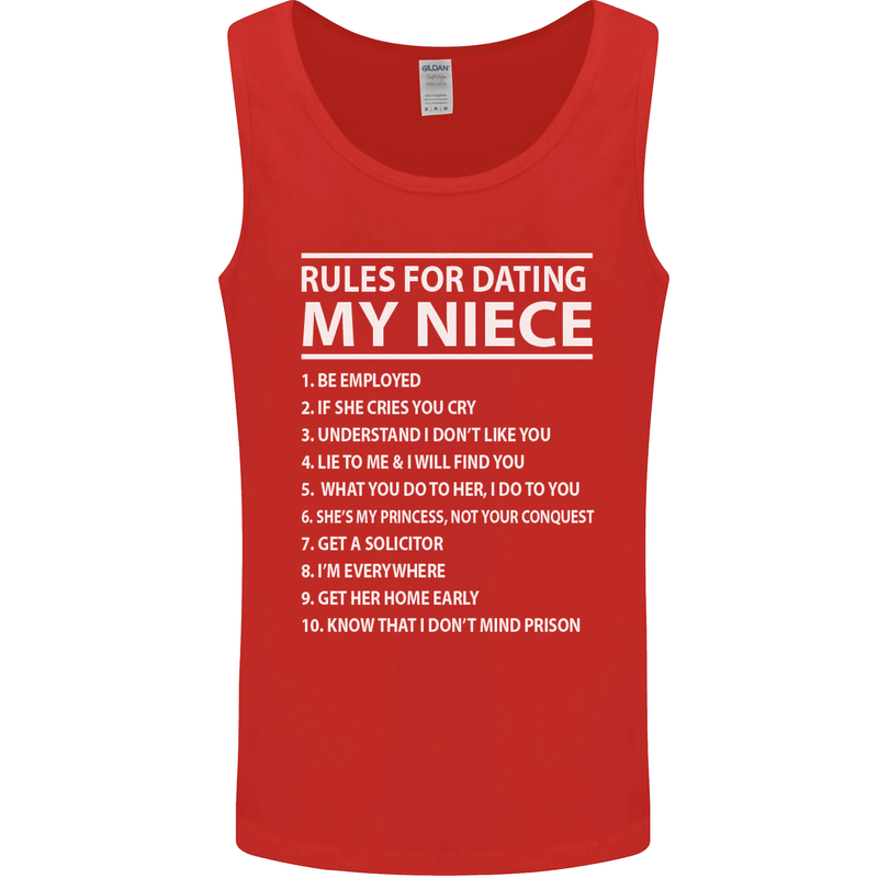 Rules for Dating My Niece Uncle's Day Funny Mens Vest Tank Top Red