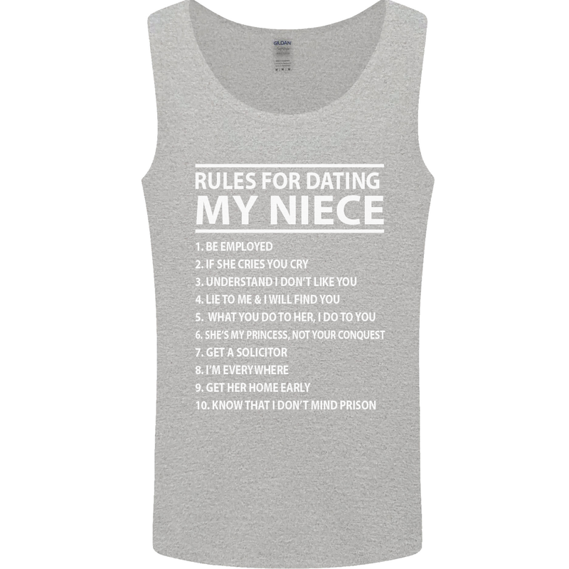 Rules for Dating My Niece Uncle's Day Funny Mens Vest Tank Top Sports Grey