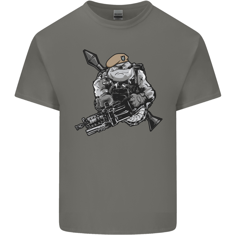 SAS Bulldog British Army Special Forces Mens Cotton T-Shirt Tee Top Charcoal