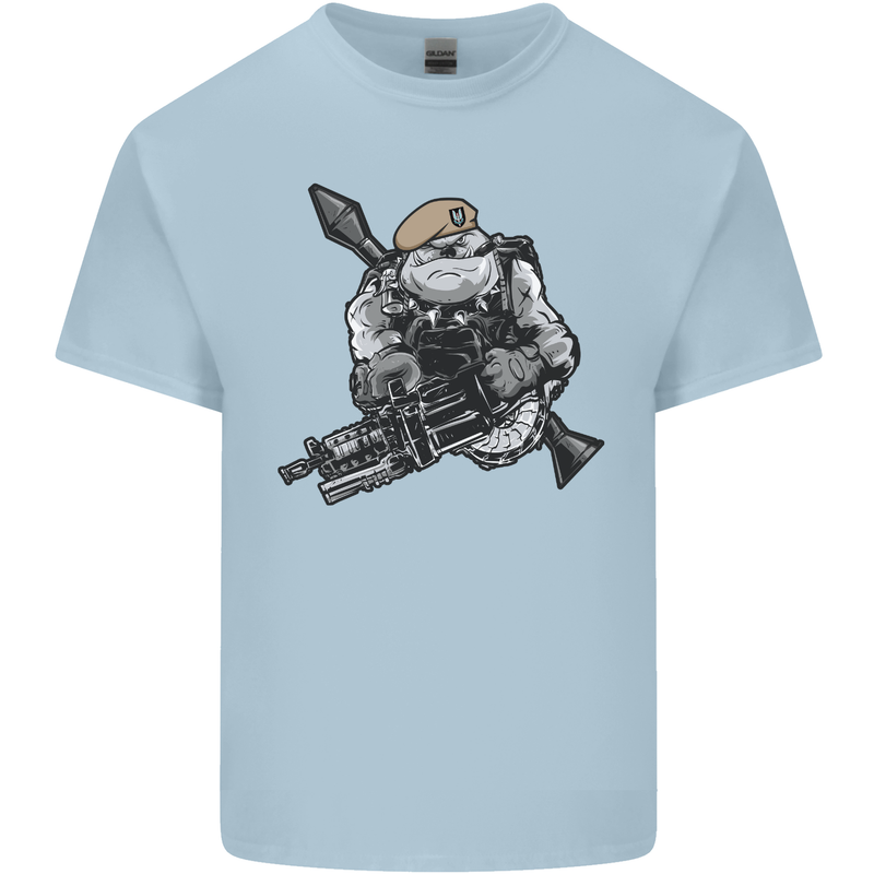 SAS Bulldog British Army Special Forces Mens Cotton T-Shirt Tee Top Light Blue