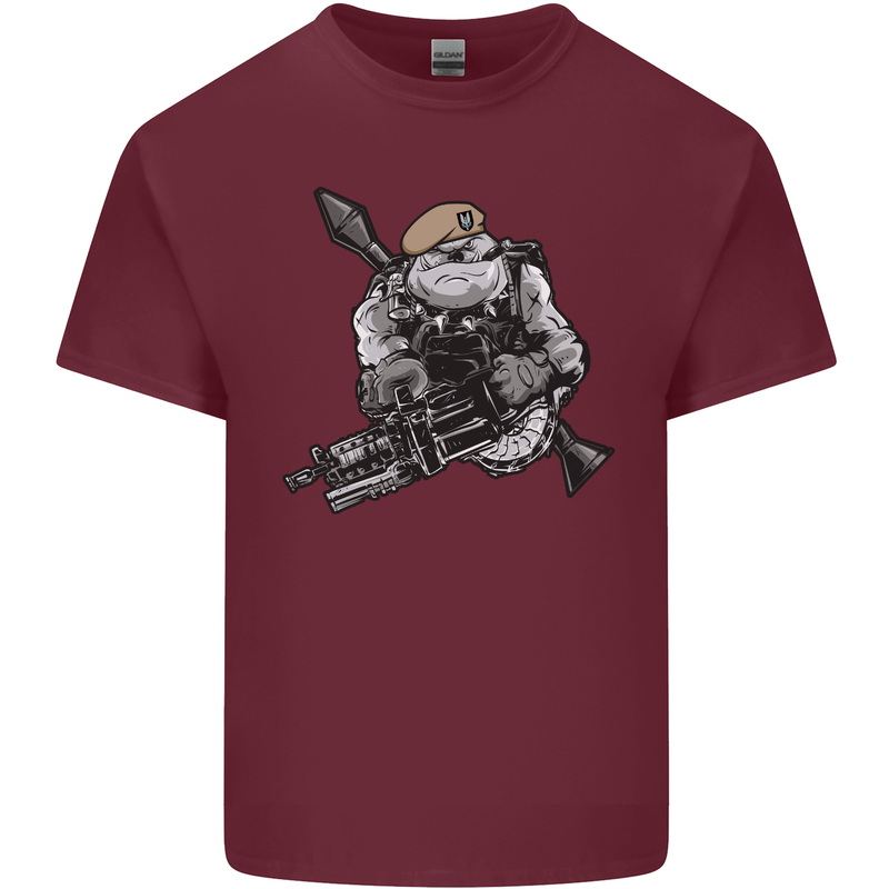 SAS Bulldog British Army Special Forces Mens Cotton T-Shirt Tee Top Maroon