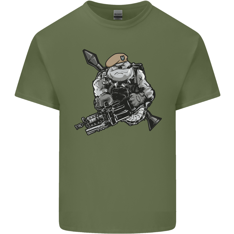 SAS Bulldog British Army Special Forces Mens Cotton T-Shirt Tee Top Military Green