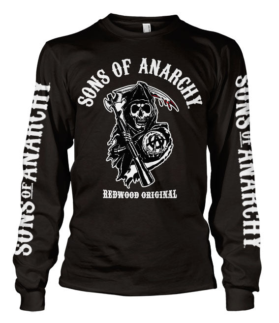 Sons of anarchy redwood original long sleeve black mens t-shirt tv programme series bikers