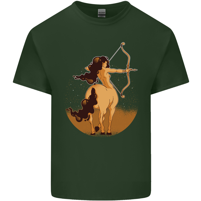 Sagittarius Woman Zodiac Star Sign Mens Cotton T-Shirt Tee Top Forest Green
