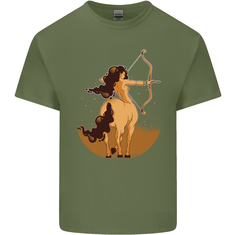 Sagittarius Woman Zodiac Star Sign Mens Cotton T-Shirt Tee Top Military Green