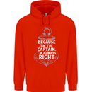 Sailing Captain Narrow Boat Barge Sailor Childrens Kids Hoodie Bright Red