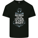 Sailing Captain Narrow Boat Barge Sailor Mens Cotton T-Shirt Tee Top Black