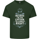 Sailing Captain Narrow Boat Barge Sailor Mens Cotton T-Shirt Tee Top Forest Green
