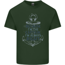 Sailing Captain Narrow Boat Barge Sailor Mens Cotton T-Shirt Tee Top Forest Green