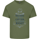 Sailing Captain Narrow Boat Barge Sailor Mens Cotton T-Shirt Tee Top Military Green