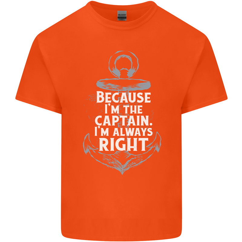 Sailing Captain Narrow Boat Barge Sailor Mens Cotton T-Shirt Tee Top Orange