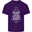 Sailing Captain Narrow Boat Barge Sailor Mens Cotton T-Shirt Tee Top Purple