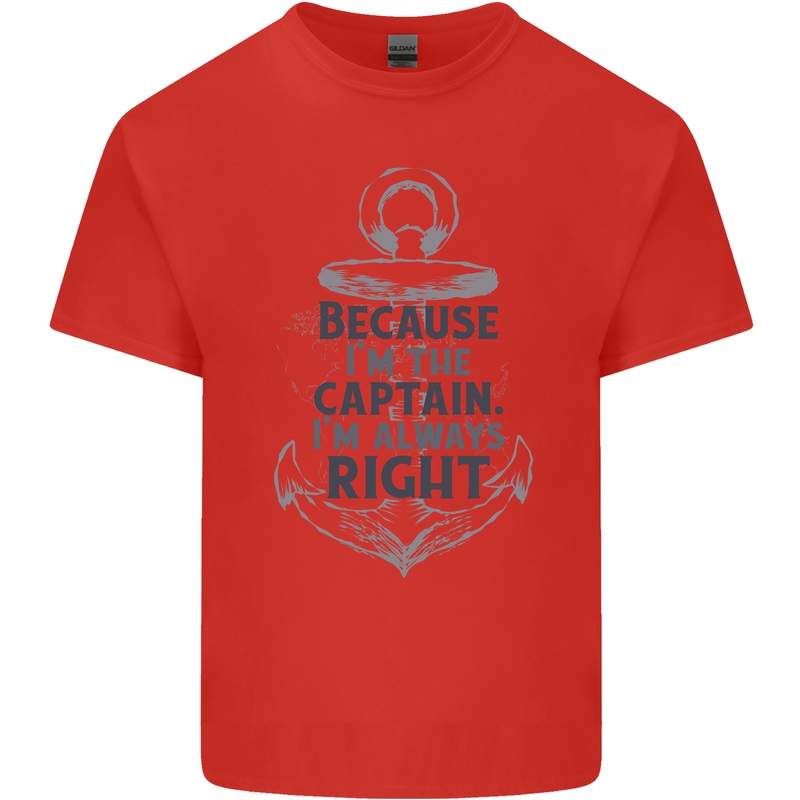Sailing Captain Narrow Boat Barge Sailor Mens Cotton T-Shirt Tee Top Red