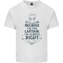 Sailing Captain Narrow Boat Barge Sailor Mens Cotton T-Shirt Tee Top White