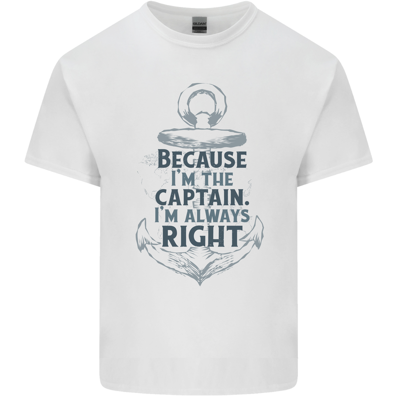 Sailing Captain Narrow Boat Barge Sailor Mens Cotton T-Shirt Tee Top White