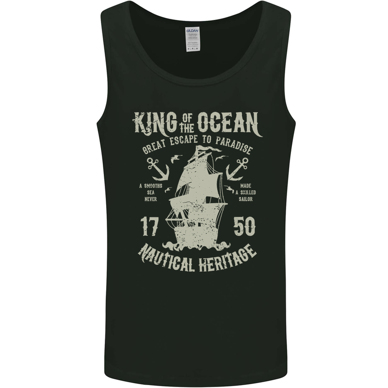 Sailing King of the Ocean Sailor Boat Mens Vest Tank Top Black