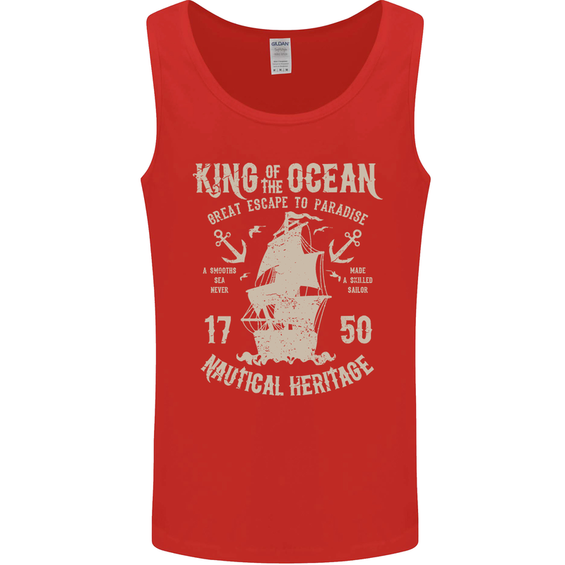 Sailing King of the Ocean Sailor Boat Mens Vest Tank Top Red