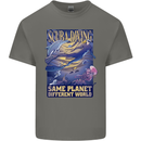 Same Planet Different World Mens Cotton T-Shirt Tee Top Charcoal