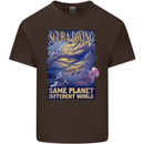 Same Planet Different World Mens Cotton T-Shirt Tee Top Dark Chocolate