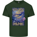 Same Planet Different World Mens Cotton T-Shirt Tee Top Forest Green