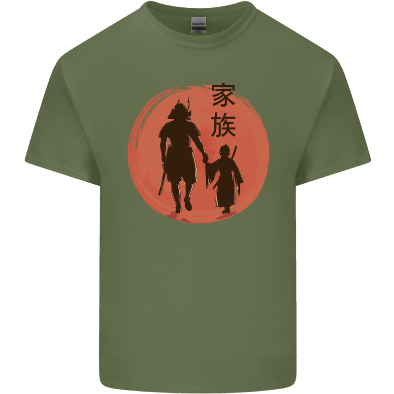Samurai Dad Son Fathers Day MMA Martial Arts Mens Cotton T-Shirt Tee Top Military Green